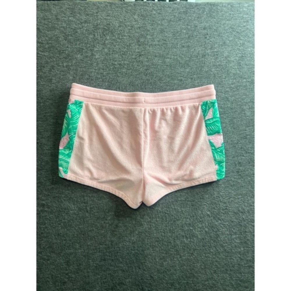 Vineyard Vines Banana Leaf Print Terry Shorts Flamingo Pink Women's Small - Picture 2 of 8